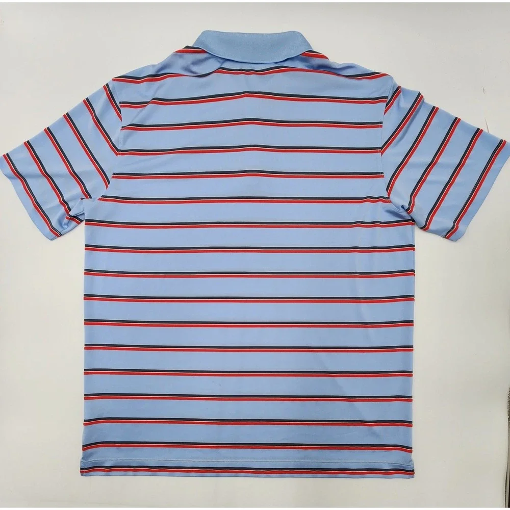 MENS VINTAGE NIKE DRI FIT PERFORMANCE GOLF XL‎ BUTTON UP POLO SHIRT BLUE STRIPED